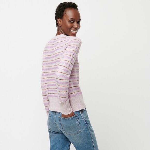 J. Crew Merino Wool Alpaca Sweater Pullover Sequin Purple Festive Women Large - Picture 1 of 13